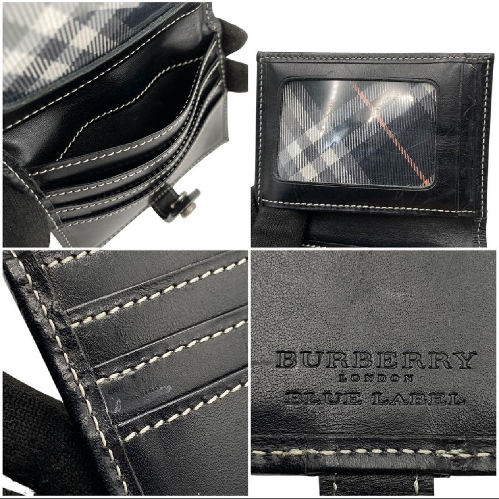 Burberry Blue Label Black Nova Check Leather Trim Wallet - Picture 8 of 9